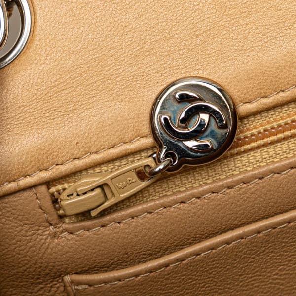 Pre-owned Chanel Mini Square Classic Lambskin Single Flap Brown