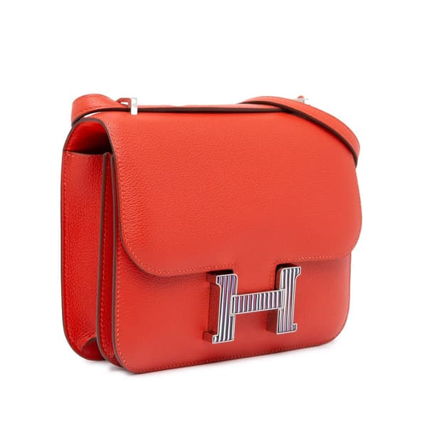 Pre-owned Hermès Mini Evercolor Constance Optique 18 Red