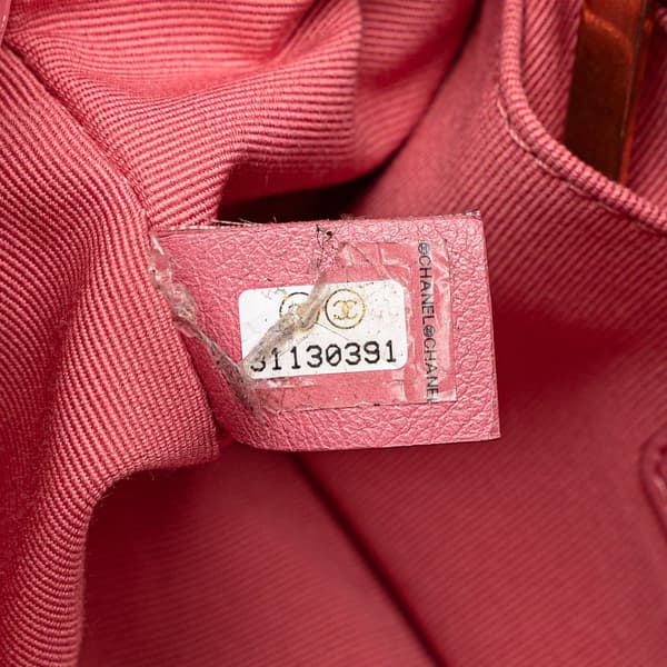 Pre-owned Chanel Mini Square Lambskin Pearl Samba Flap Pink
