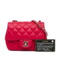 Miniatyrbild 10 av 10: Pre-owned Chanel Mini Square Classic Lambskin Single Flap Red