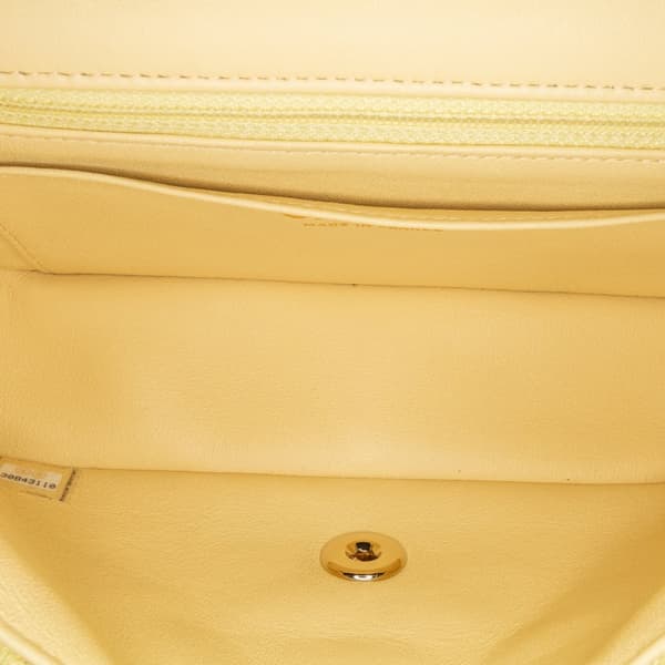 Pre-owned Chanel Mini Rectangular Classic Tweed Fringed Single Flap Yellow