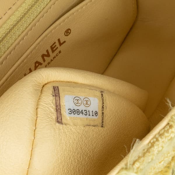 Pre-owned Chanel Mini Rectangular Classic Tweed Fringed Single Flap Yellow