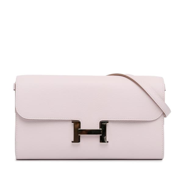 Pre-owned Hermès Evercolor Constance To Go Wallet Pink