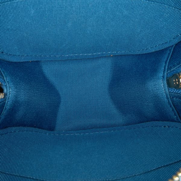 Pre-owned Chanel Quilted Lambskin Round Clutch with Chain Blue