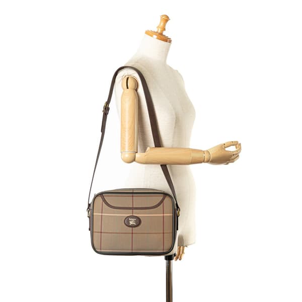 Pre-owned Burberry Vintage Check Canvas Crossbody Brown