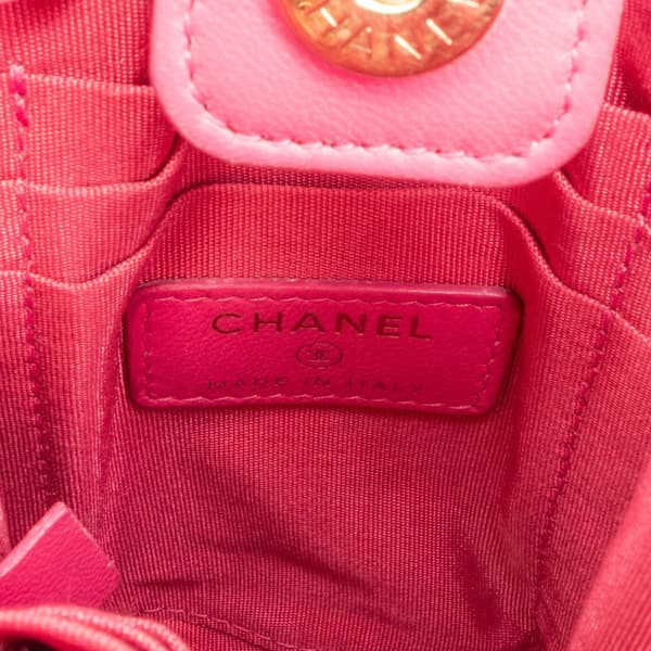 Pre-owned Chanel Tweed and PVC Phone Clutch with Chain Pink