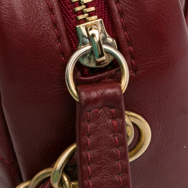 Pre-owned Chanel Small Quilted Lambskin Buckle Camera Bag Red