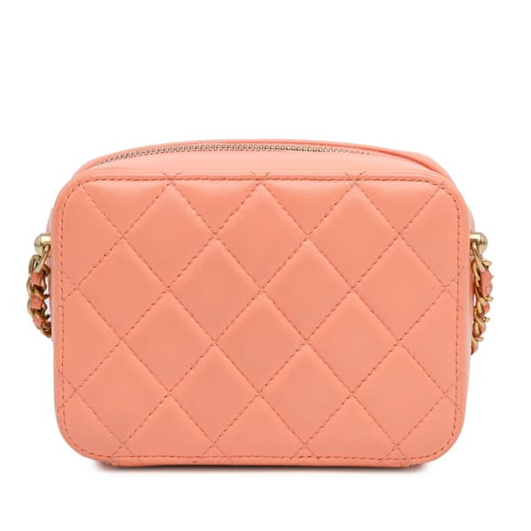 Pre-owned Chanel CC Quilted Lambskin Pearl Crush Camera Bag Orange