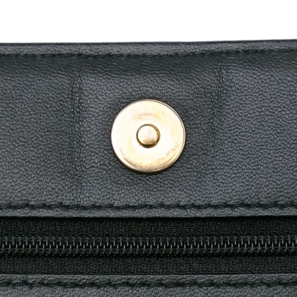 Pre-owned Chanel Pleated Crumpled Chevron Le Boy Wallet On Chain Black