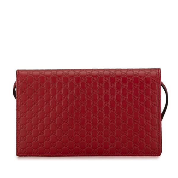 Pre-owned Gucci Microguccissima Wallet on Strap Red