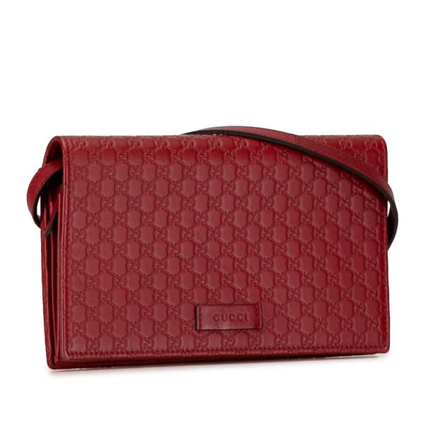 Pre-owned Gucci Microguccissima Wallet on Strap Red