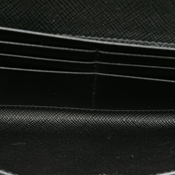 Pre-owned Prada Saffiano Lux Wallet On Chain Black