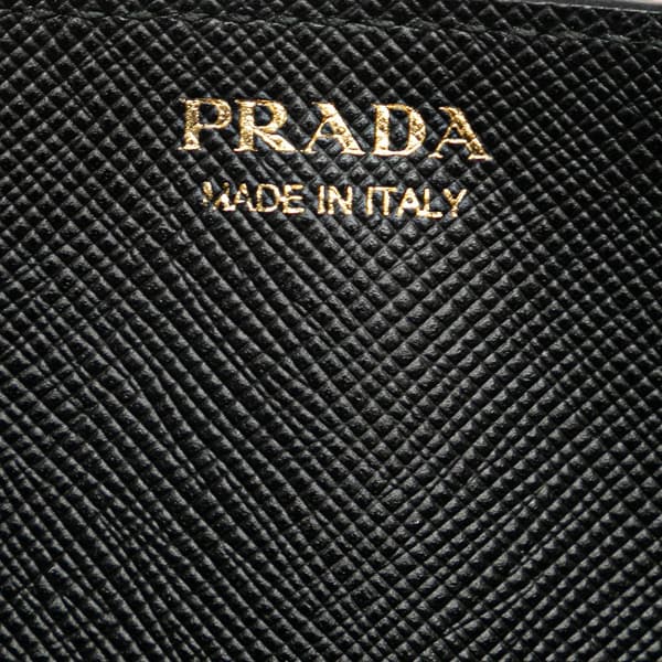 Pre-owned Prada Saffiano Lux Wallet On Chain Black