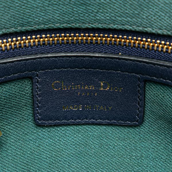 Pre-owned Dior Small Denim Tie-Dye Cannage Caro Bag Blue