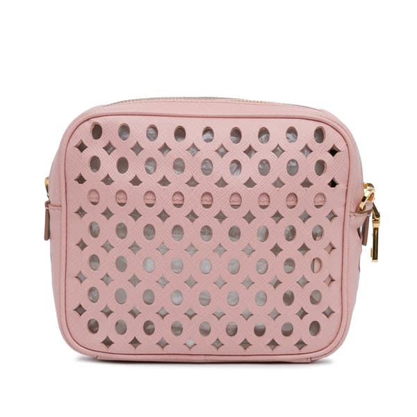 Pre-owned Prada Perforated Saffiano Crossbody Pink