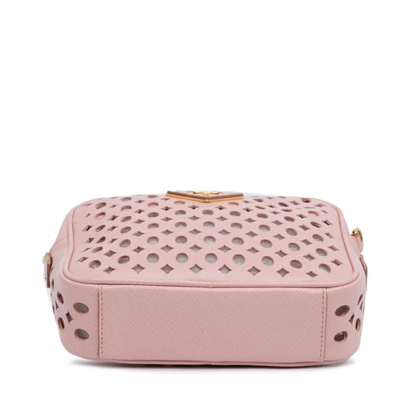 Pre-owned Prada Perforated Saffiano Crossbody Pink
