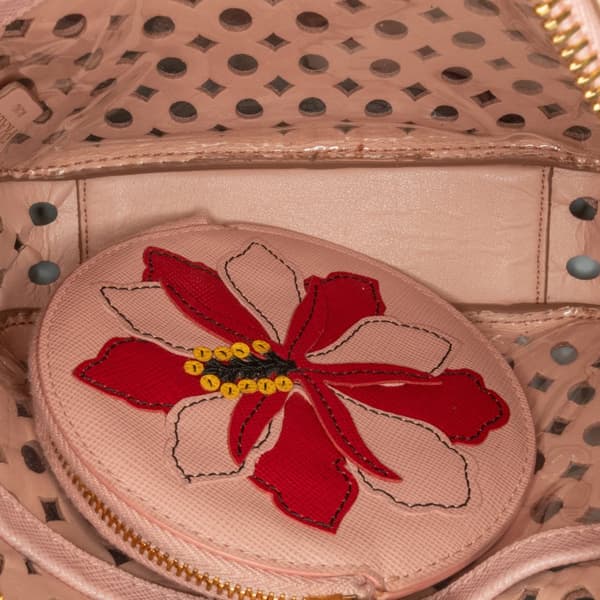 Pre-owned Prada Perforated Saffiano Crossbody Pink