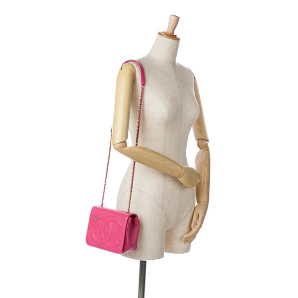 Pre-owned Chanel Lambskin CC Mania Flap Pink