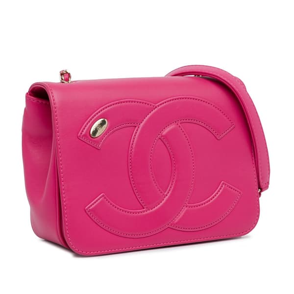 Pre-owned Chanel Lambskin CC Mania Flap Pink