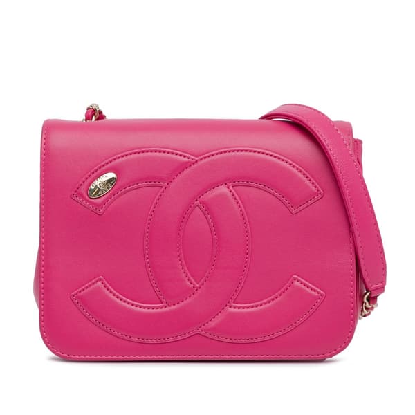 Pre-owned Chanel Lambskin CC Mania Flap Pink