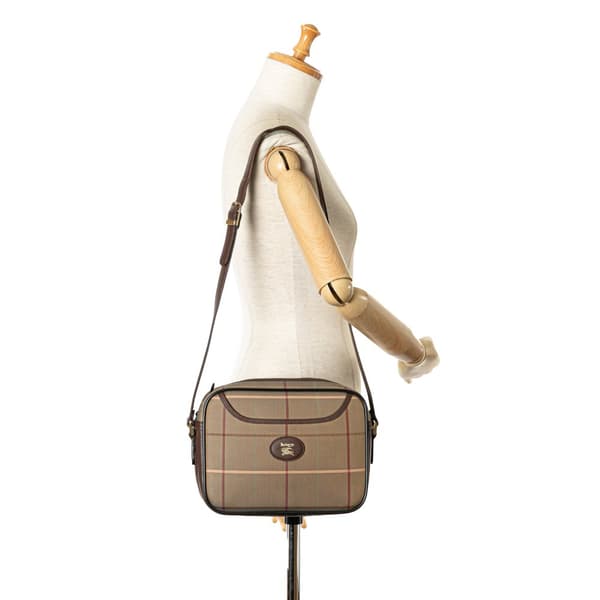 Pre-owned Burberry Vintage Check Canvas Crossbody Brown