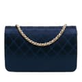 Pikkukuva 3 / 9: Pre-owned Chanel Satin Diamond Stitch Wallet On Chain Blue