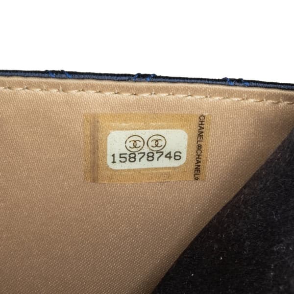 Pre-owned Chanel Satin Diamond Stitch Wallet On Chain Blue