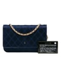Pikkukuva 9 / 9: Pre-owned Chanel Satin Diamond Stitch Wallet On Chain Blue