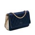 Pikkukuva 2 / 9: Pre-owned Chanel Satin Diamond Stitch Wallet On Chain Blue