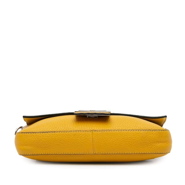 Pre-owned Fendi Selleria Calfskin Convertible Baguette Crossbody Yellow