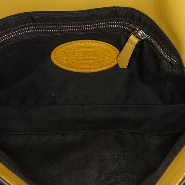 Pre-owned Fendi Selleria Calfskin Convertible Baguette Crossbody Yellow