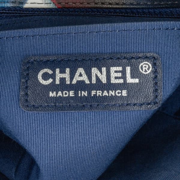Pre-owned Chanel Mini Square Classic Airlines Printed Lambskin Single Flap Blue