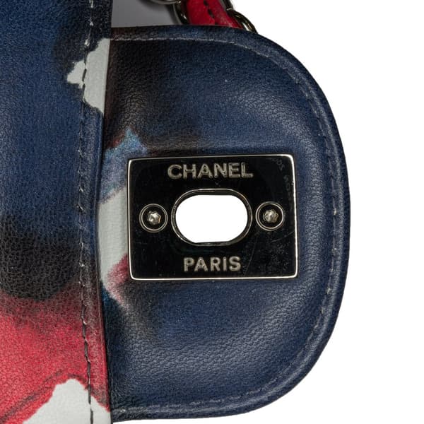 Pre-owned Chanel Mini Square Classic Airlines Printed Lambskin Single Flap Blue