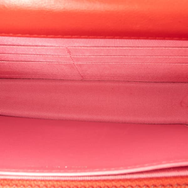 Pre-owned Chanel Classic Lambskin Wallet on Chain Red