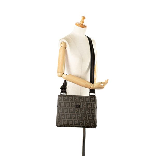 Pre-owned Fendi Zucca Coated Canvas Crossbody Brown