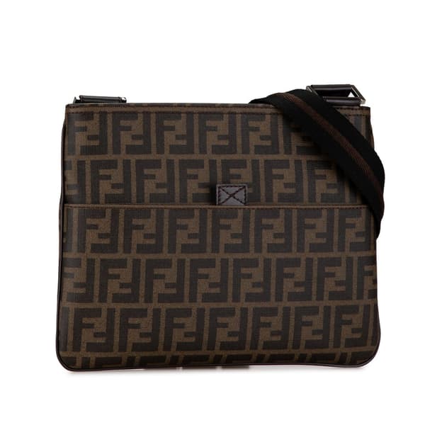 Pre-owned Fendi Zucca Coated Canvas Crossbody Brown
