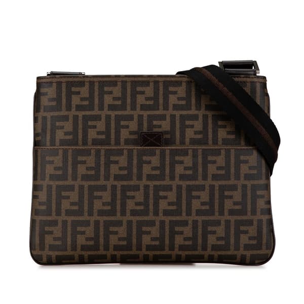 Pre-owned Fendi Zucca Coated Canvas Crossbody Brown