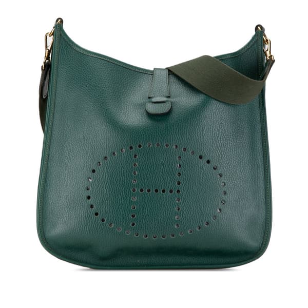 Pre-owned Hermès Togo Evelyne I GM Green