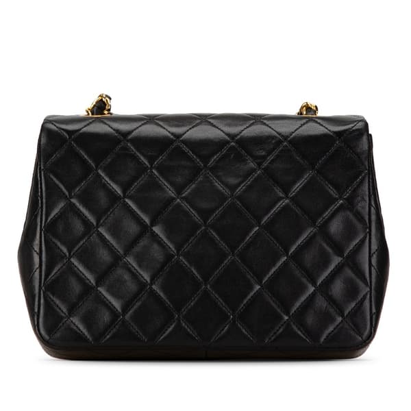 Pre-owned Chanel Mini Square Classic Lambskin Single Flap Black