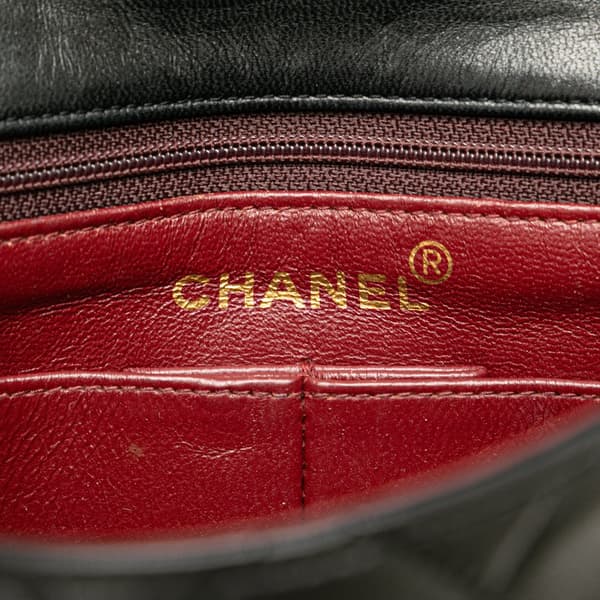 Pre-owned Chanel Mini Square Classic Lambskin Single Flap Black
