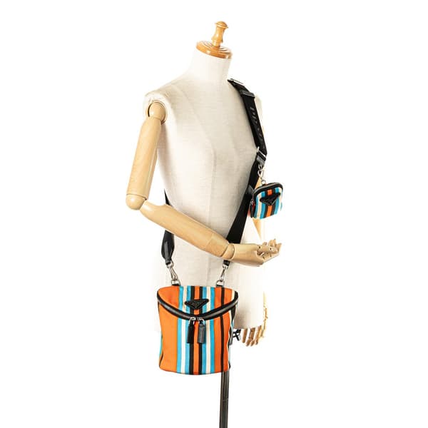 Pre-owned Prada Canapa Baiadera Crossbody Bag Orange