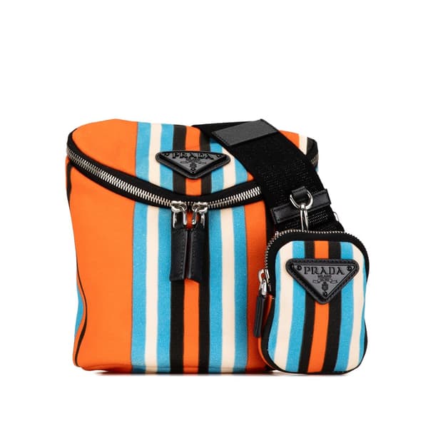 Pre-owned Prada Canapa Baiadera Crossbody Bag Orange
