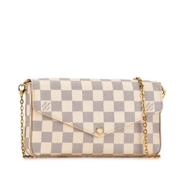 Pre-owned Louis Vuitton Damier Azur Pochette Felicie White