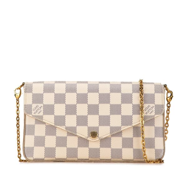 Pre-owned Louis Vuitton Damier Azur Pochette Felicie White