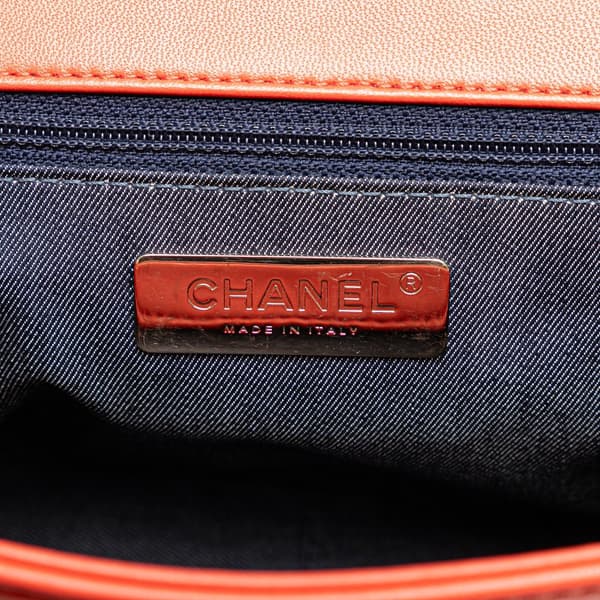 Pre-owned Chanel Lambskin CC Mania Flap Red