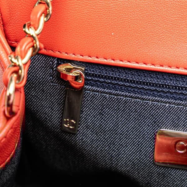 Pre-owned Chanel Lambskin CC Mania Flap Red