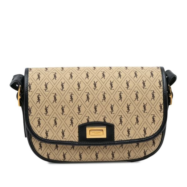Pre-owned Saint Laurent Medium Canvas Monogram All Over Crossbody Brown