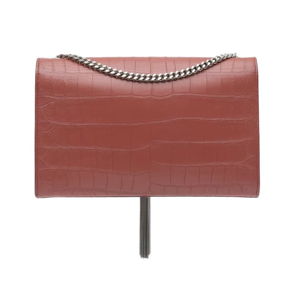 Pre-owned Saint Laurent Medium Embossed Kate Tassel Crossbody Red