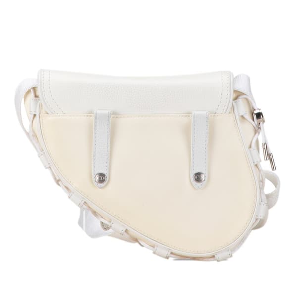Pre-owned Dior Sacai Technical Fabric and Leather Saddle Bag White