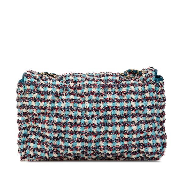 Pre-owned Chanel Maxi Tweed Chesterfield Single Flap Blue